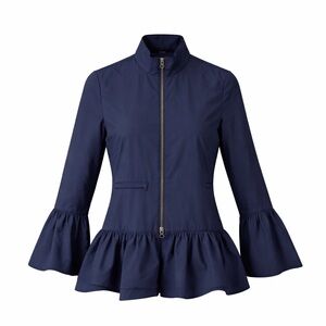Elizabeth Roberts Navy Peplum‎ Packable Vest Jacket Size S